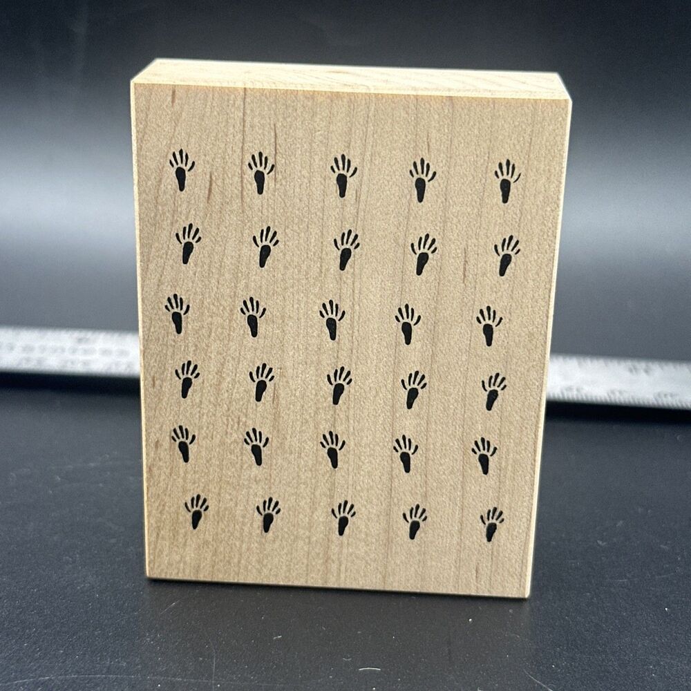 Stampa Rosa Vintage 1999 Repeated Mice Footprints Wood & Rubber Stamp # 2-1768
